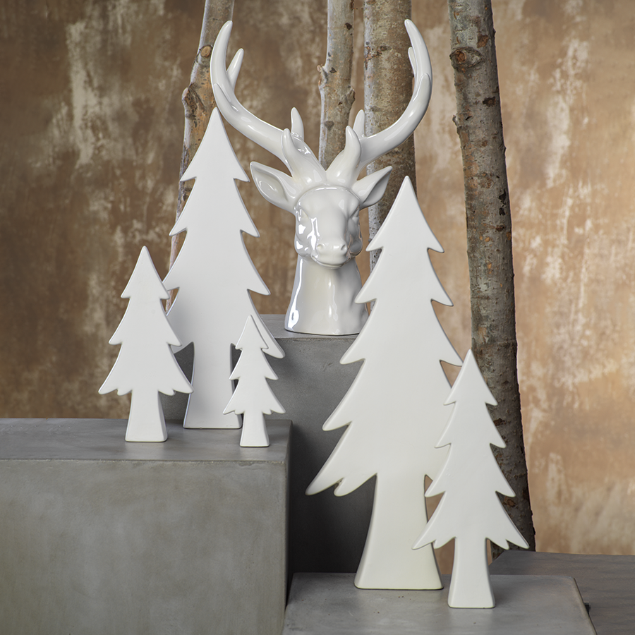 Ceramic Stag Head - White - Christmas Decor by Carlyle Avenue