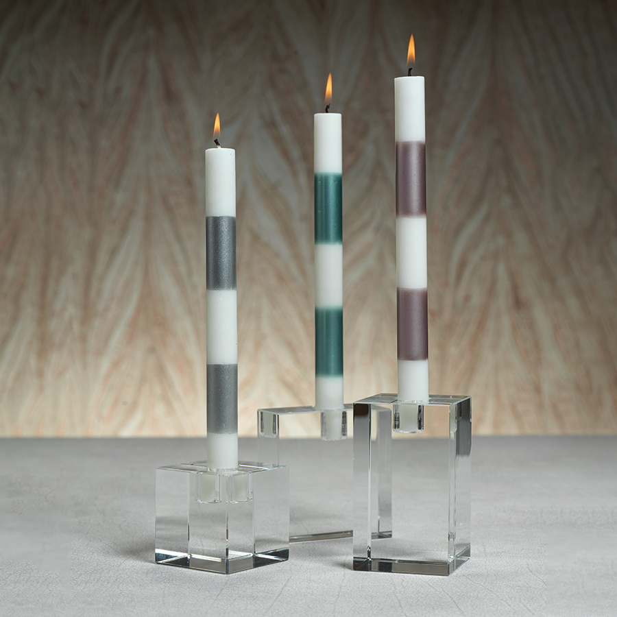 Square Crystal Glass Taper Holder - Taper Holder by Carlyle Avenue