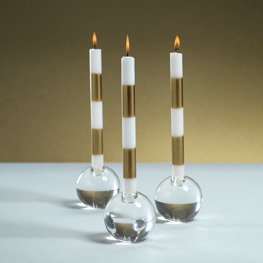 Round Crystal Glass Taper Holder - Candle Holders by Carlyle Avenue