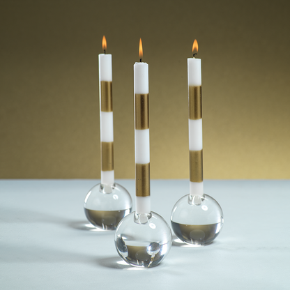 Round Crystal Glass Taper Holder - Candle Holders by Carlyle Avenue