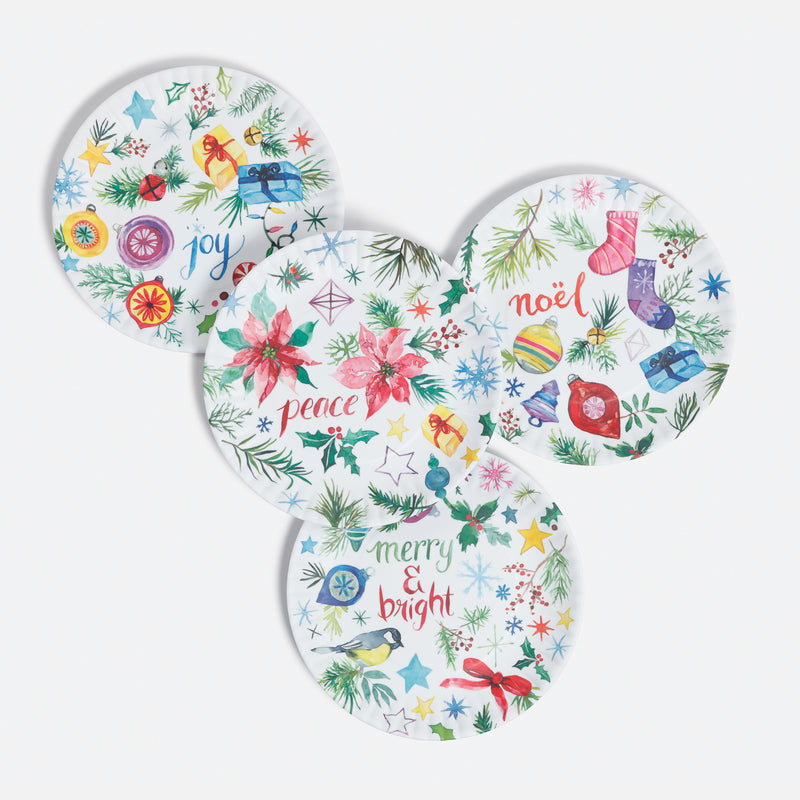 Holiday Cheers "Paper" Plate, Set of 4