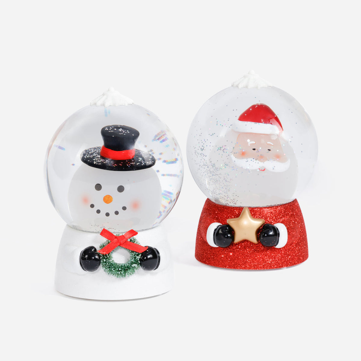 Lighted Santa / Snowman Water Globe with Moving Head, Set of 2 Asst
