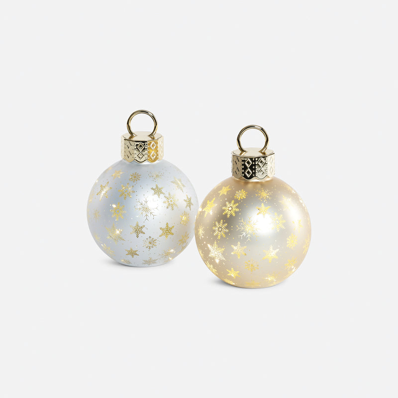 Tabletop Glass Ornament with LED - Snowflake Design - Small