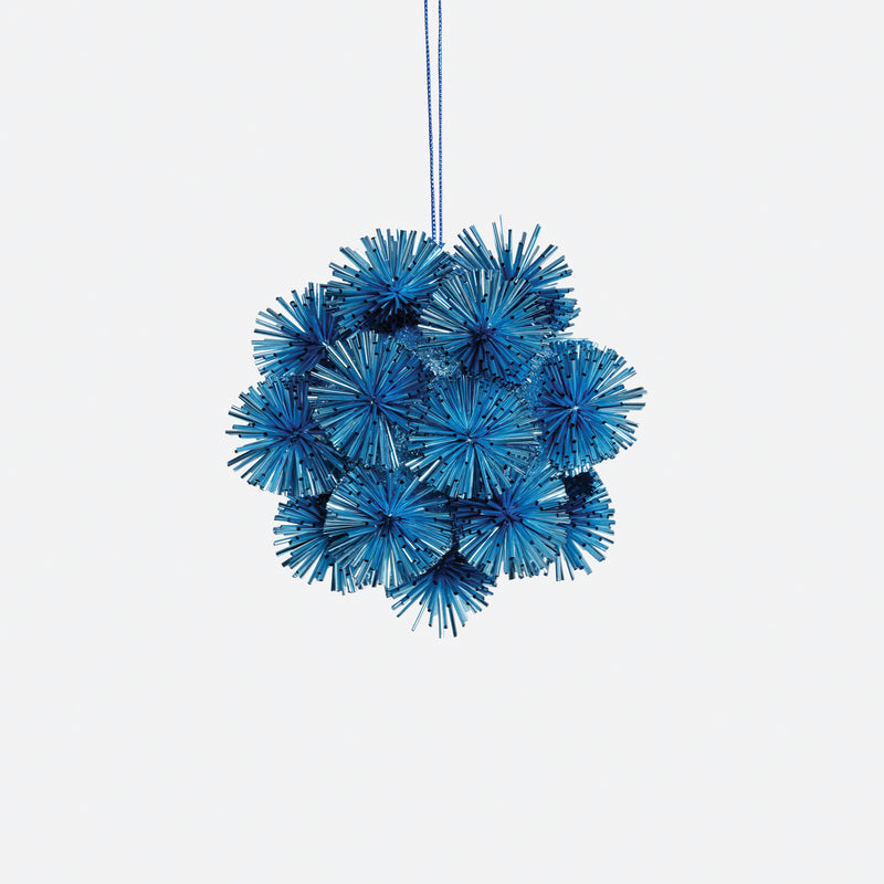 Festive Fiber Blend Pom Pom Ornament - Blue