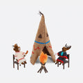 Animals Around the Campfire Wool Ornament, Set of 4