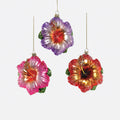 Hibiscus Flower Glass Ornament, Set of 3 Assorted