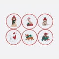 Christmas Dog "Handmade" Plate, Set of 6 Assorted