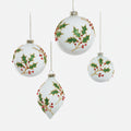 Holly Berry Glass Ornament, Set of 4 Assorted