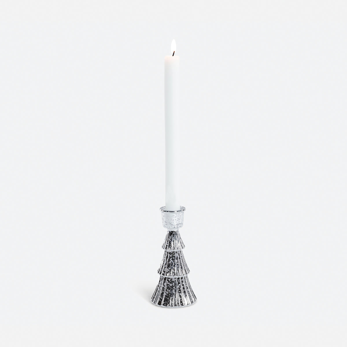 Silver Tree Glass Taper Candle Holder