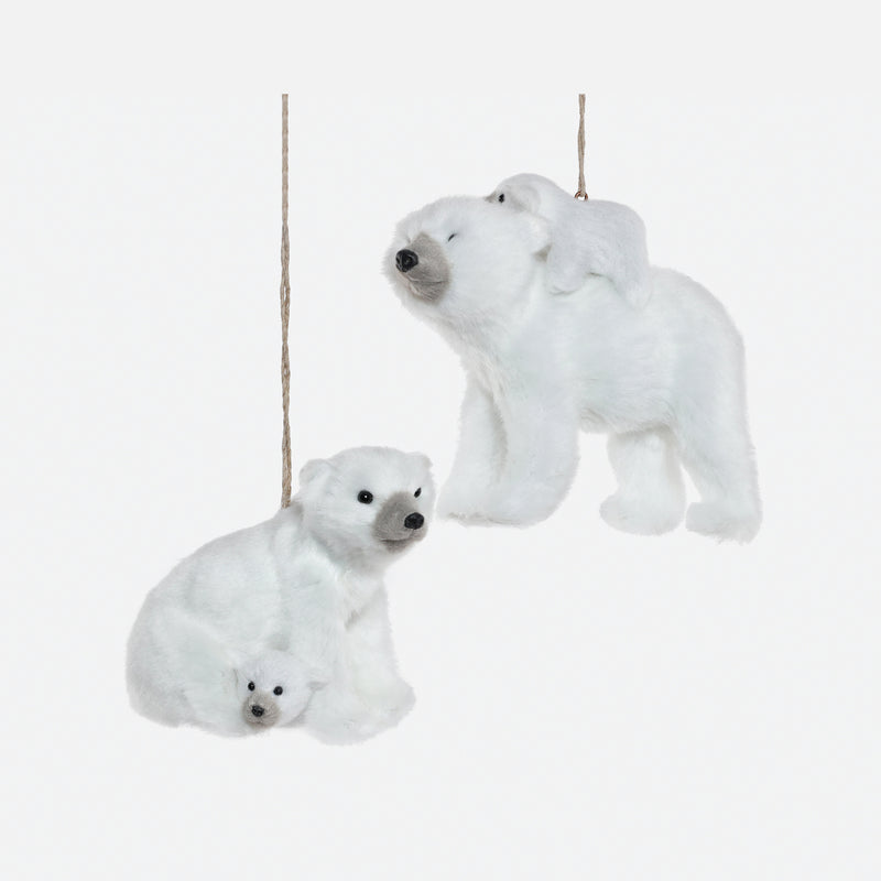 Polar Bear with Baby Ornament, Set of 2 Assorted