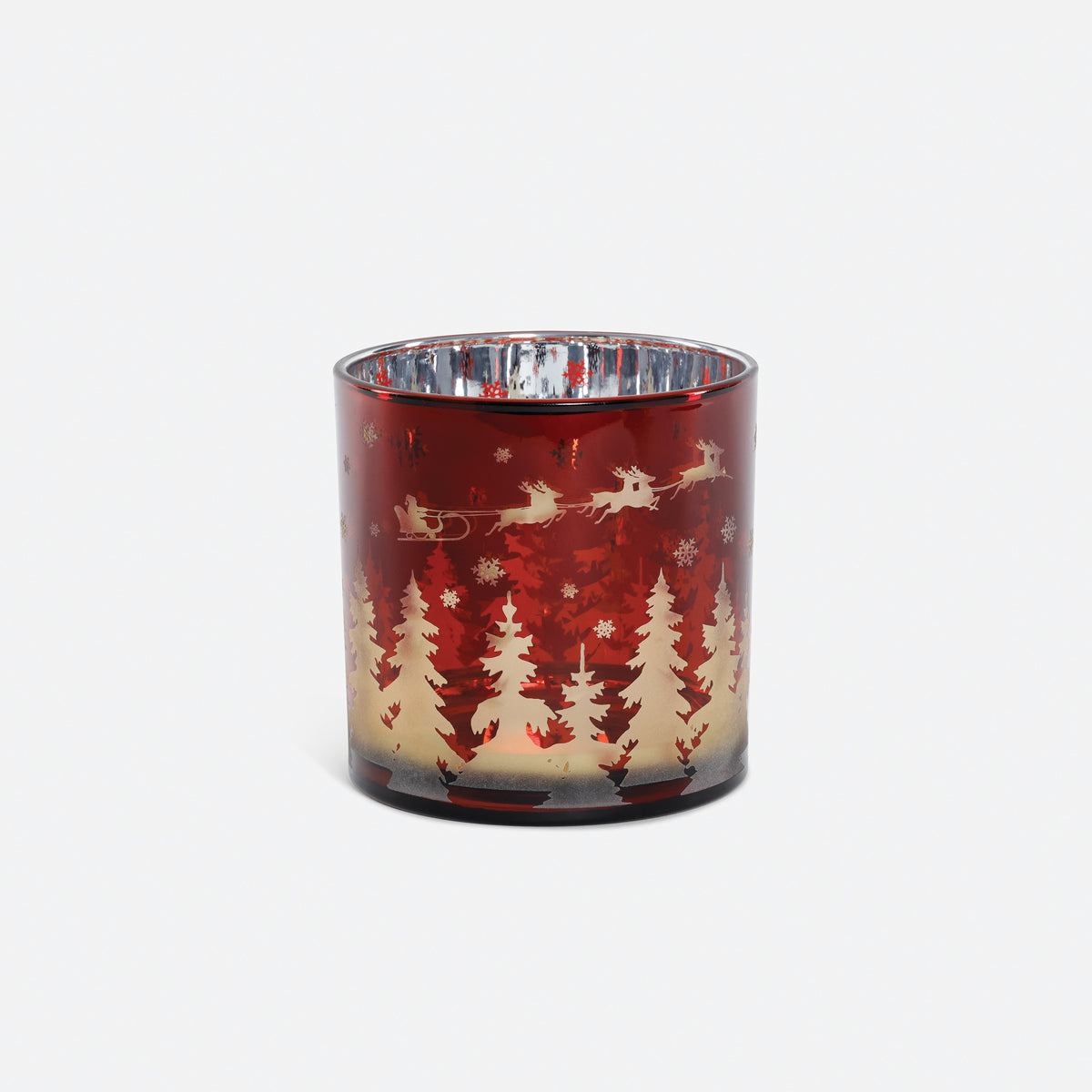 Santa and Sleigh Glass Hurricane - 6"