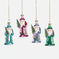 St Nick with Tree Glass Ornament, Set of 4 Assorted