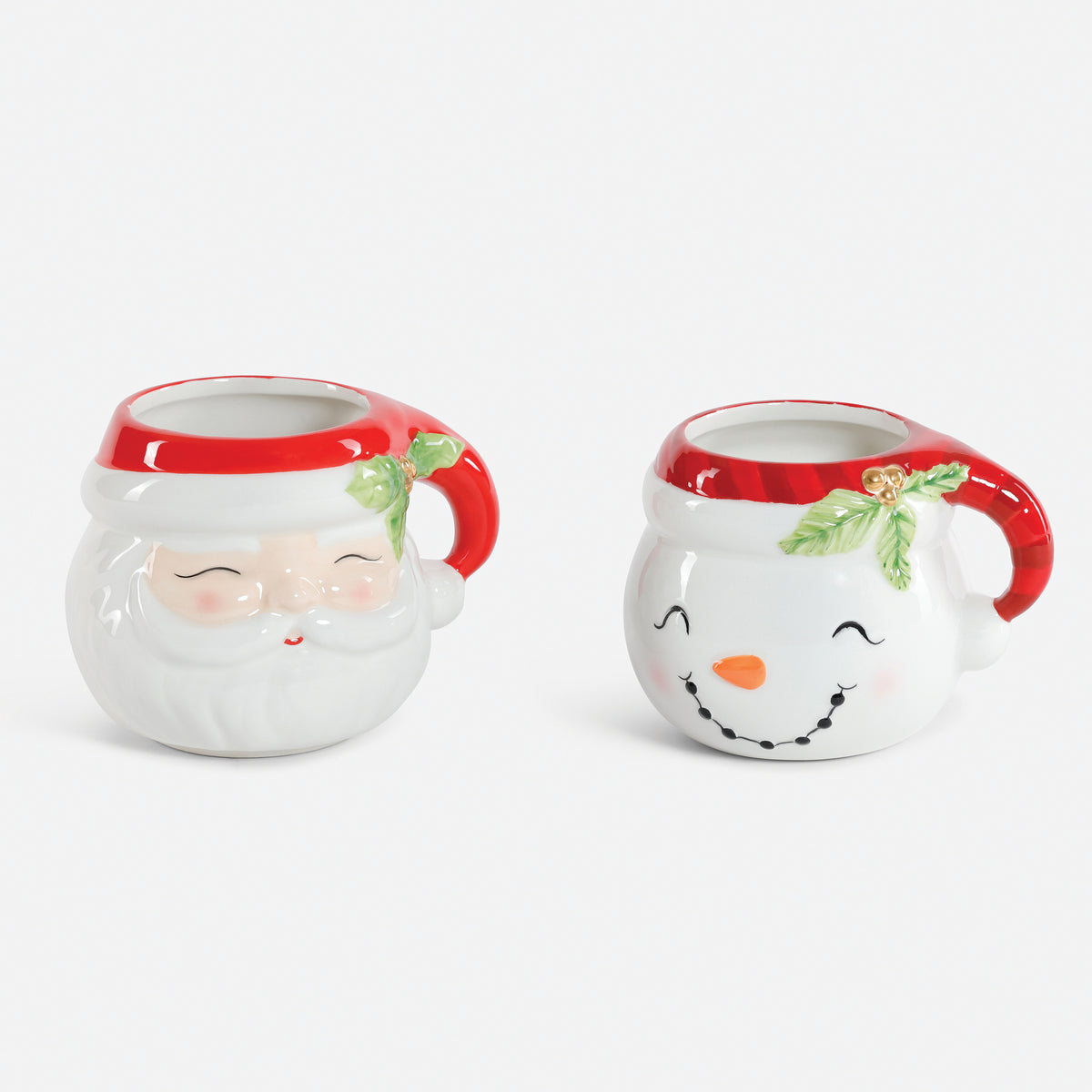 Santa and Snowman Ceramic Mug, Set of 2 Assorted