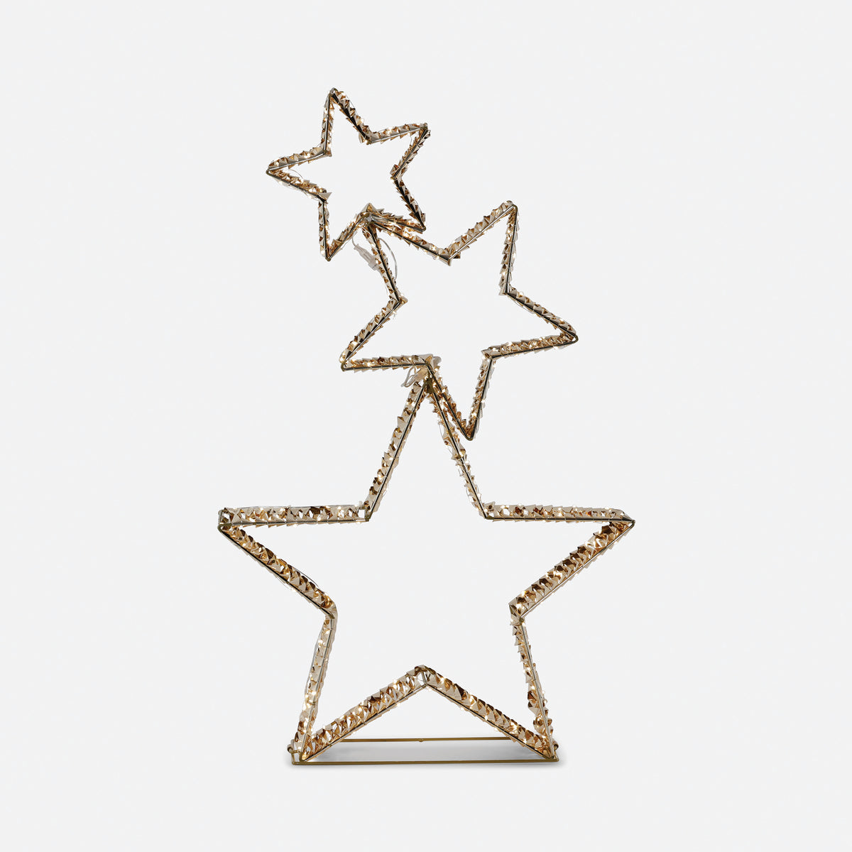 Wire Frame LED Stack of Stars Gold