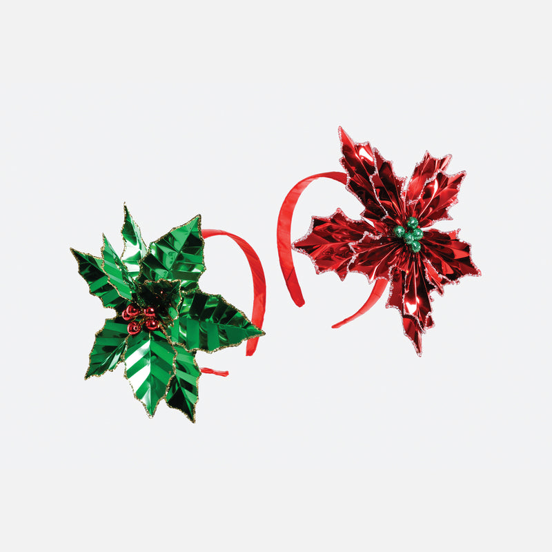 Poinsettia Foil Paper Headband, Set of 2 Assorted