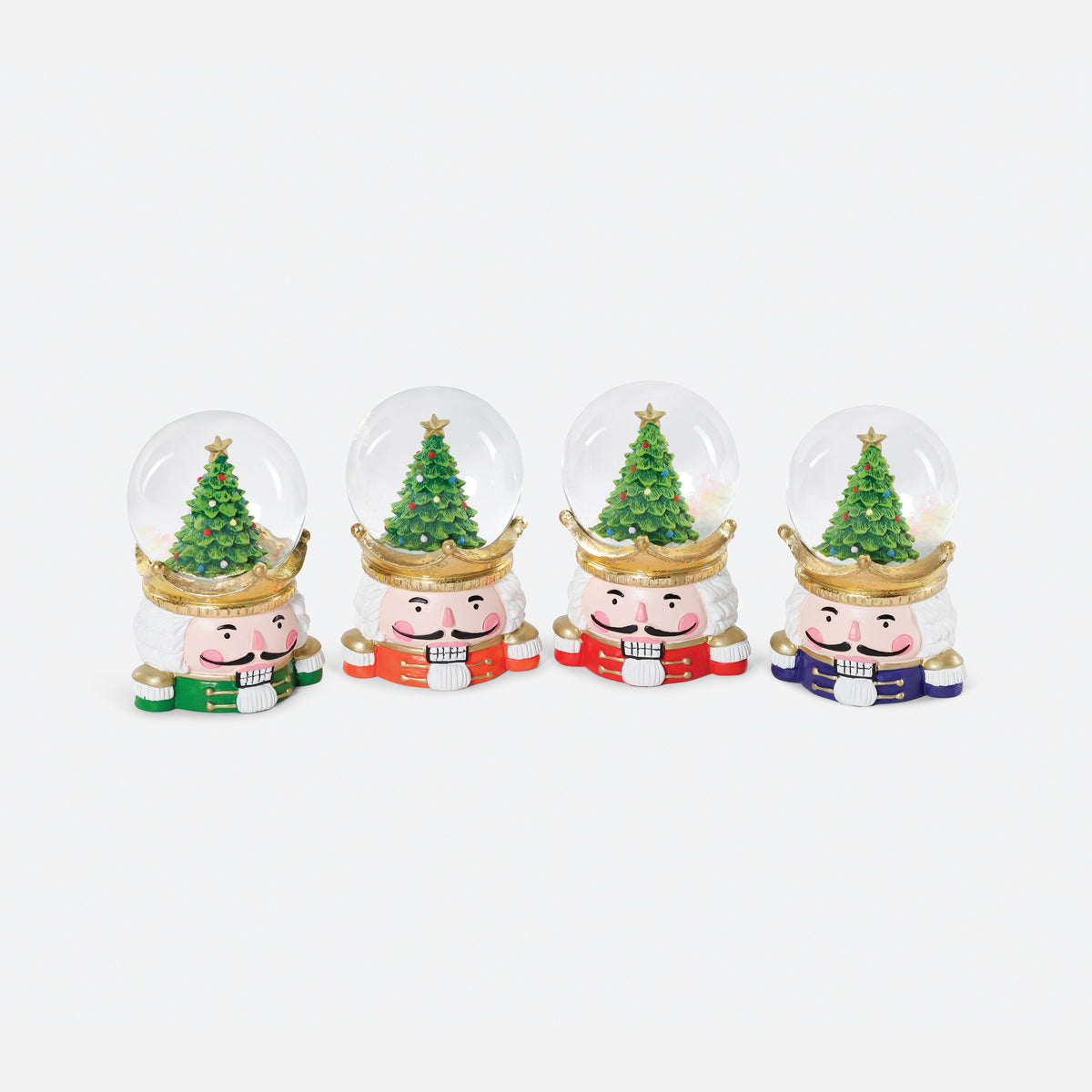 Nutcracker Tree Resin/Glass Water Globe, Set of 4 Assorted