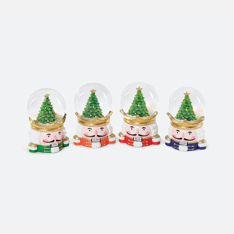 Nutcracker Tree Resin/Glass Water Globe, Set of 4 Assorted