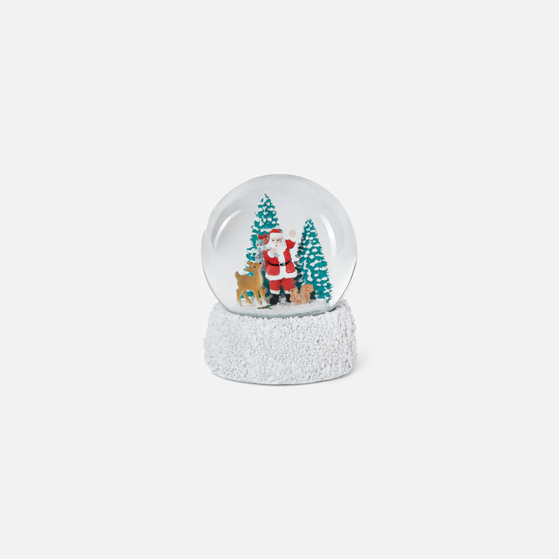Santa with Deer Resin/Glass Water Globe - 3"