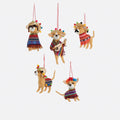 Mexican Chihuahua Wool Ornament, Set of 5 Assorted