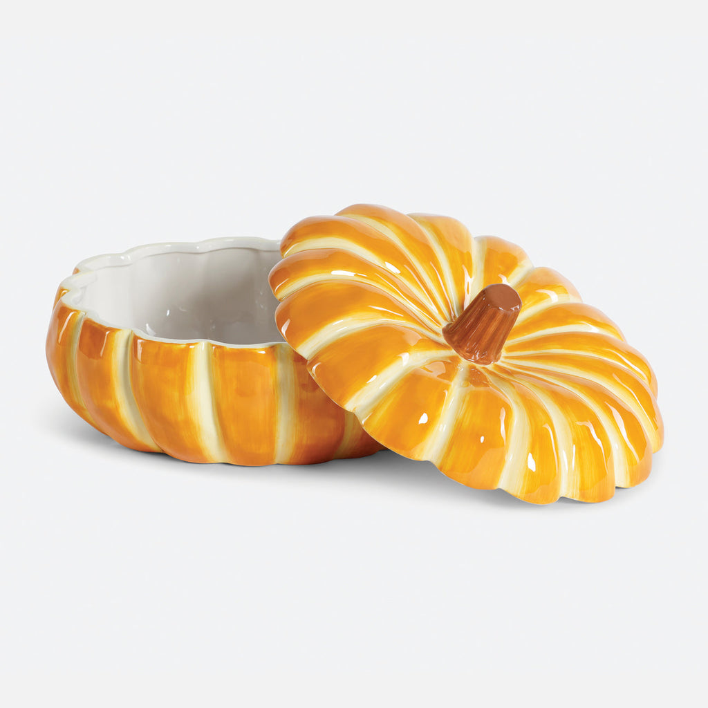 Ceramic Pumpkin w/Lid, Orange