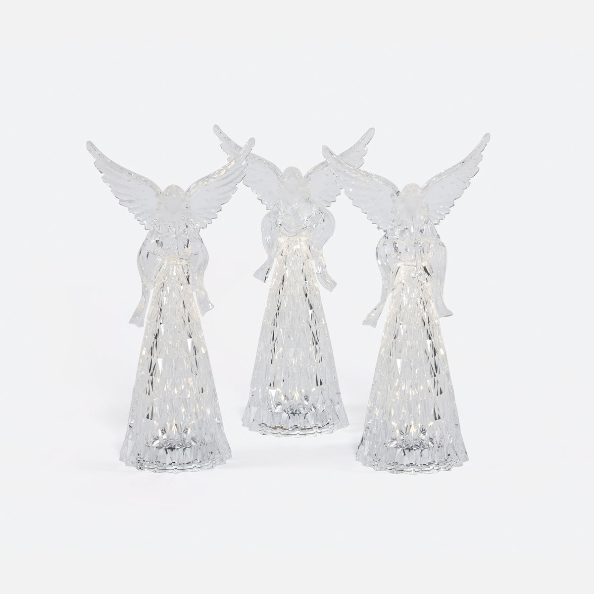 Lit Acrylic Angel, Set of 3 Assorted