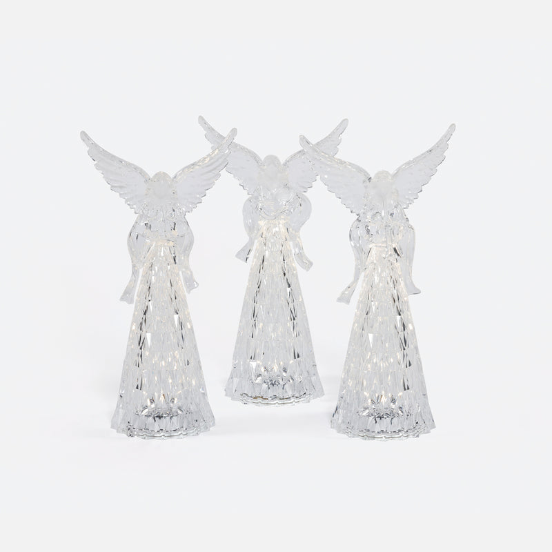 Lit Acrylic Angel, Set of 3 Assorted