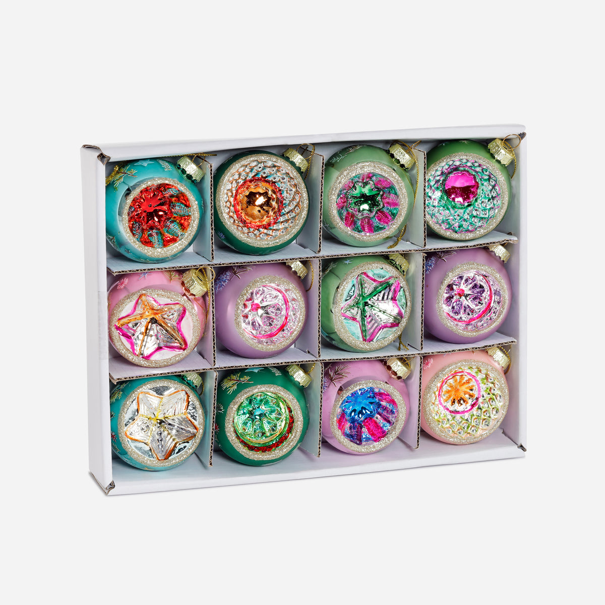 Reflector Glass Ornaments, Boxed Set of 12