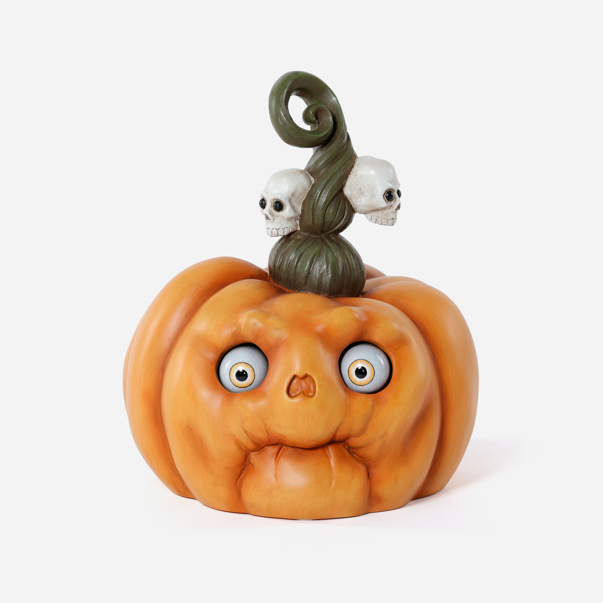 Googly-Eyed Resin Pumpkin with Skull Stem