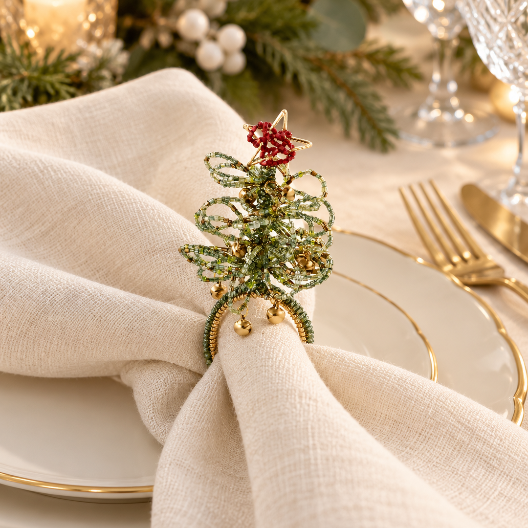 Beaded Tree Napkin Ring, Set of 6