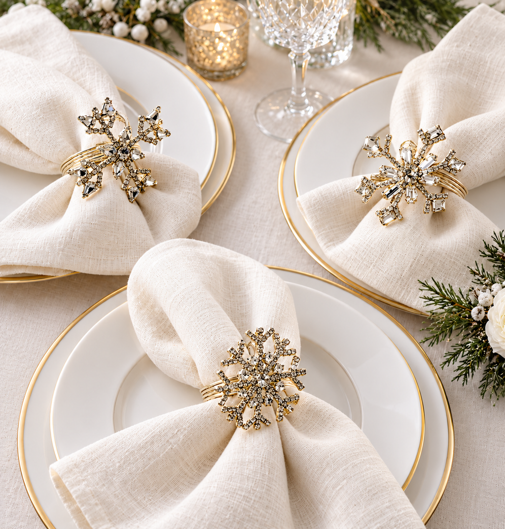Diamond Snowflake Napkin Ring, Set of 6