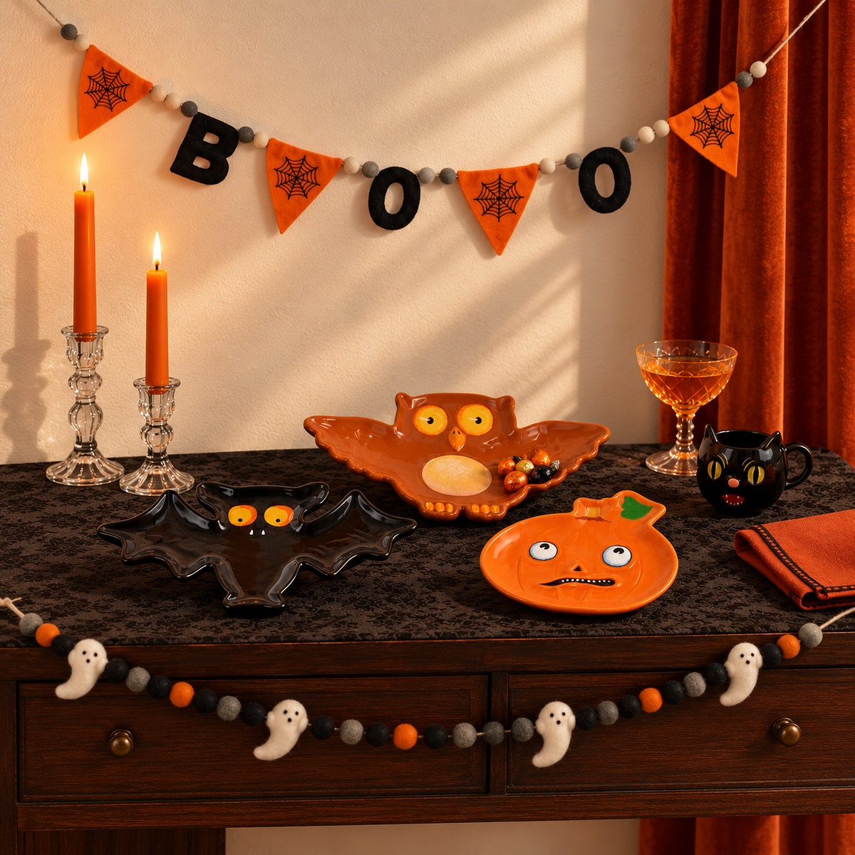 Halloween Felt Garland, Set of 2 Assorted