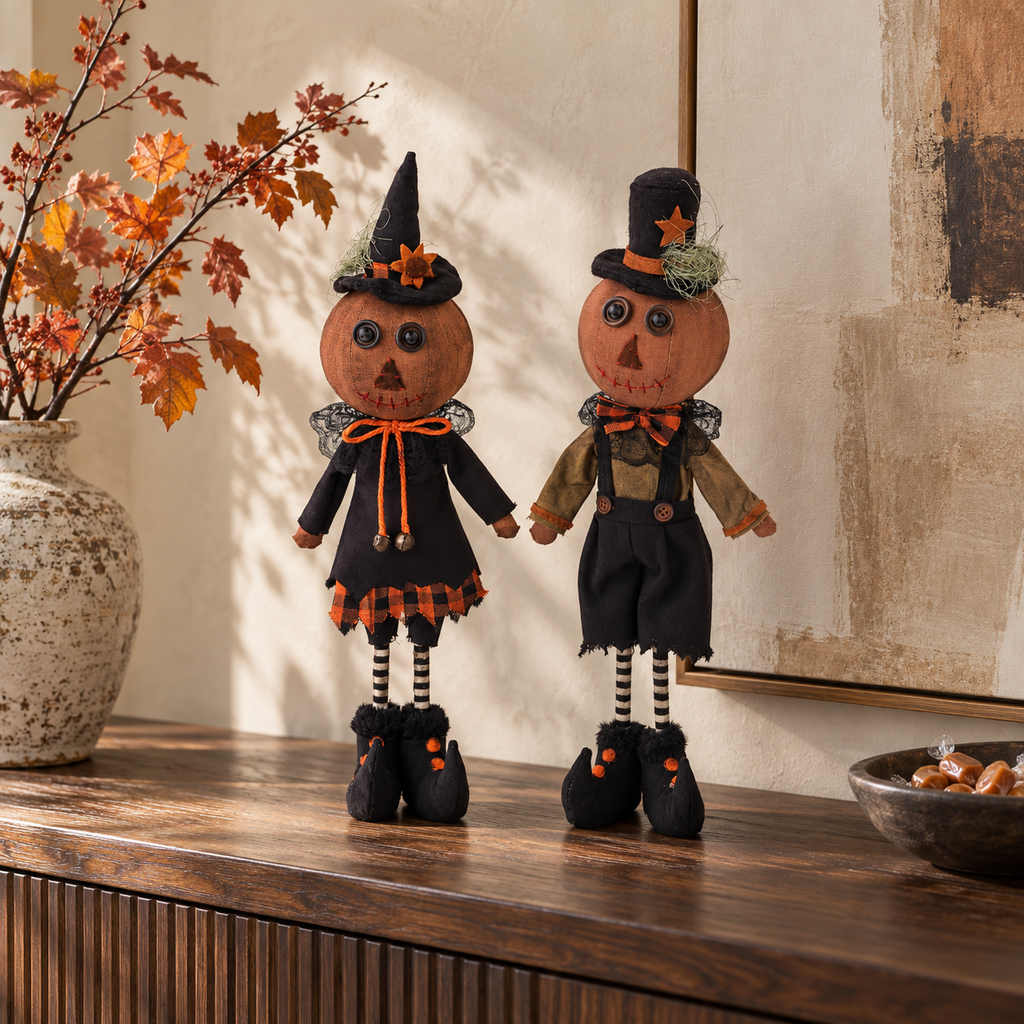 Rustic Pumpkin Figure, Set of 2 Assorted