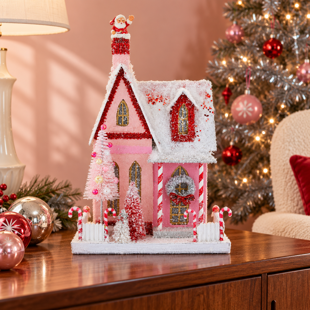 Candy Cane Cottage Ornament House