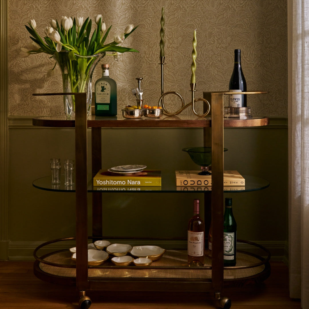 Sloane Oak Wood Oval Bar Cart
