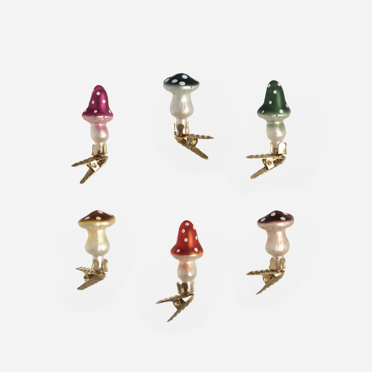 Mushroom Clip-On Ornament - Set of 6 Assorted