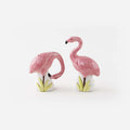 Flamingo Salt & Pepper Shakers with Gift Box featuring two hand-painted ceramic flamingos on a white background.
