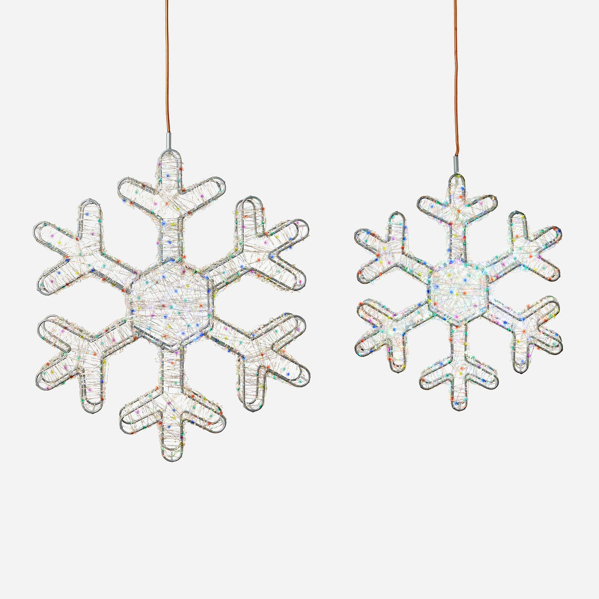 Multicolor Lit Snowflake w/Adapter, Set of 2
