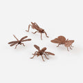 Bronze Bug, Set of 4 Assorted featuring a grasshopper, dragonfly, bee, and butterfly in detailed antique bronze.