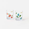 Terrazzo Rocks Glass, Set of 2 Assorted with cherries and olives, gold Cheers lettering.