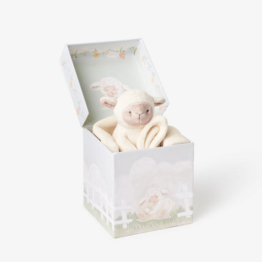 Lamb Lovie w/ Gift Box - Cream - Baby Blanket by Carlyle Avenue