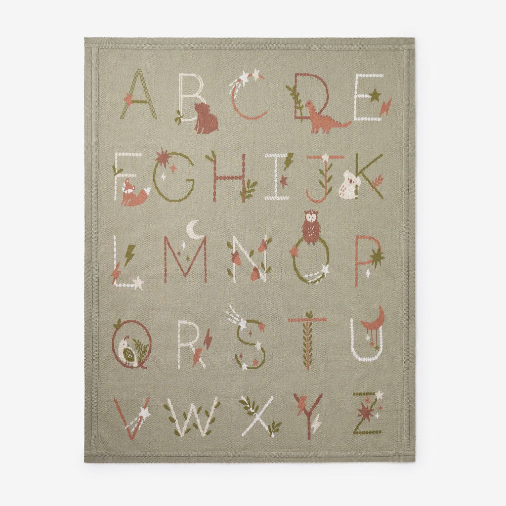 Alphabet Blanket - Sage - Baby Blanket by Carlyle Avenue