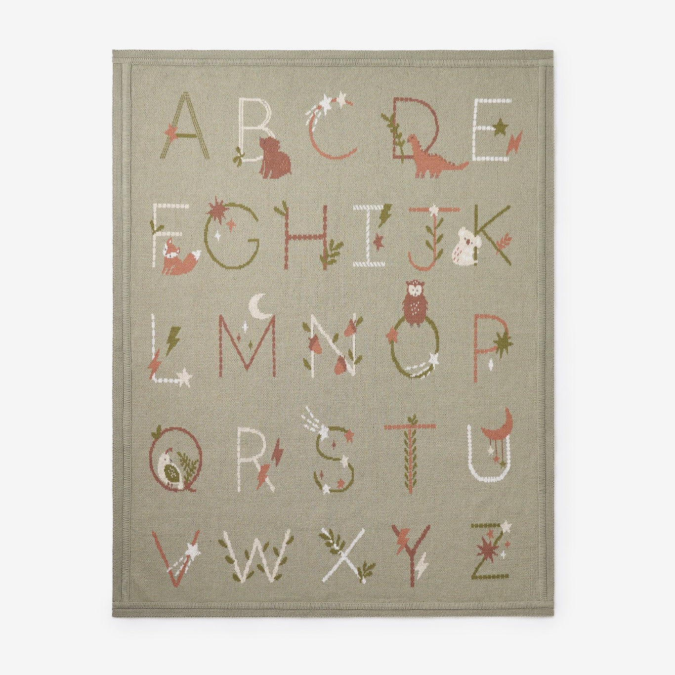 Alphabet Blanket - Sage - Baby Blanket by Carlyle Avenue