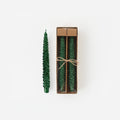 Pair of Glistening Green Tree Taper Candle
