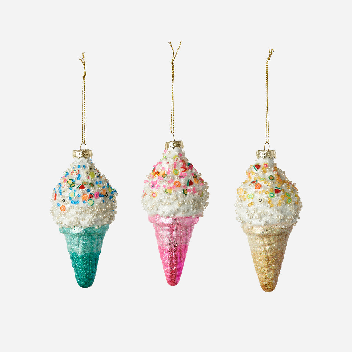 Ice Cream Cone Ornament, Set of 6 Assorted