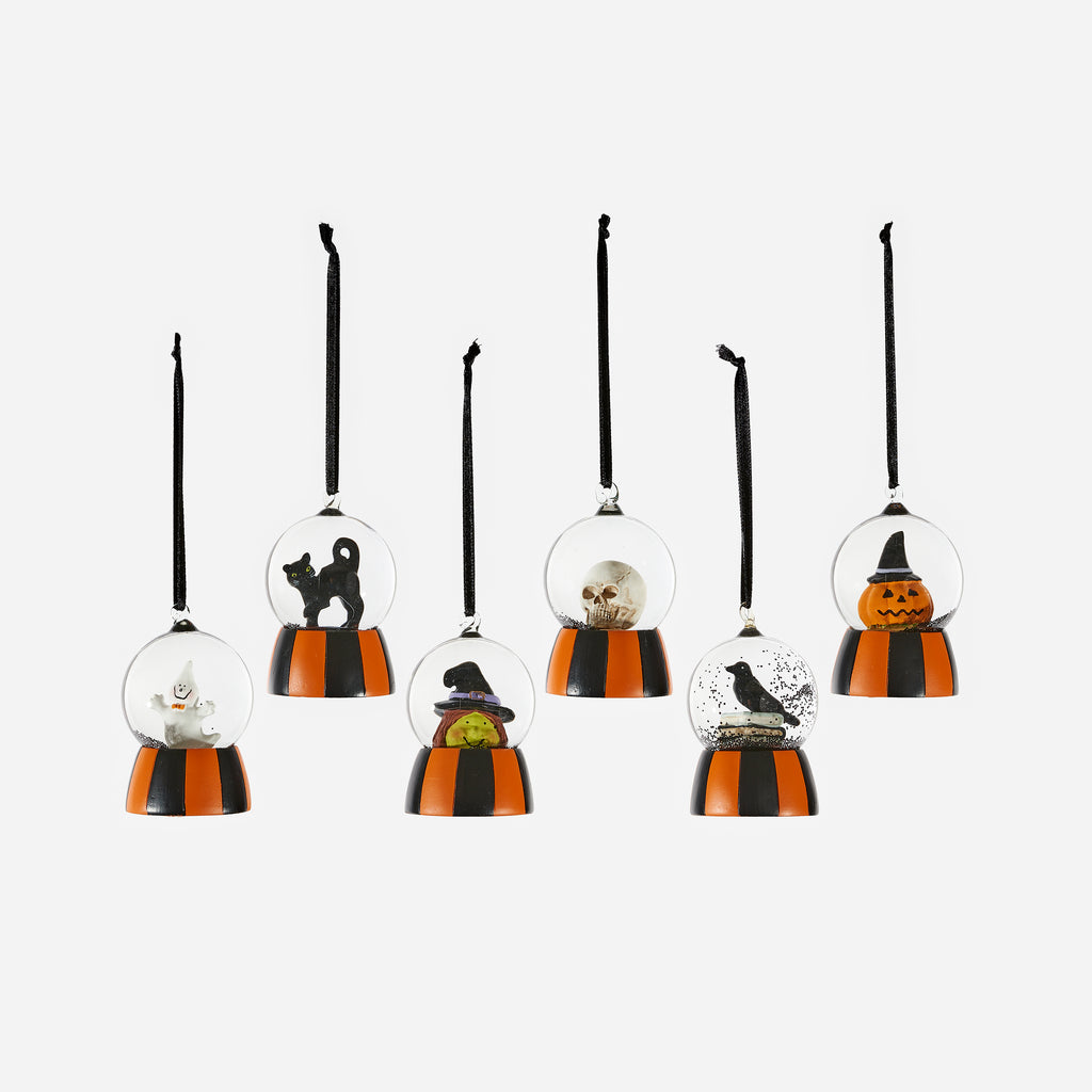 Halloween Mini Water Globe Ornament, Set of 6 Assorted