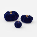 Blue Flocked Pumpkin, Set of 3