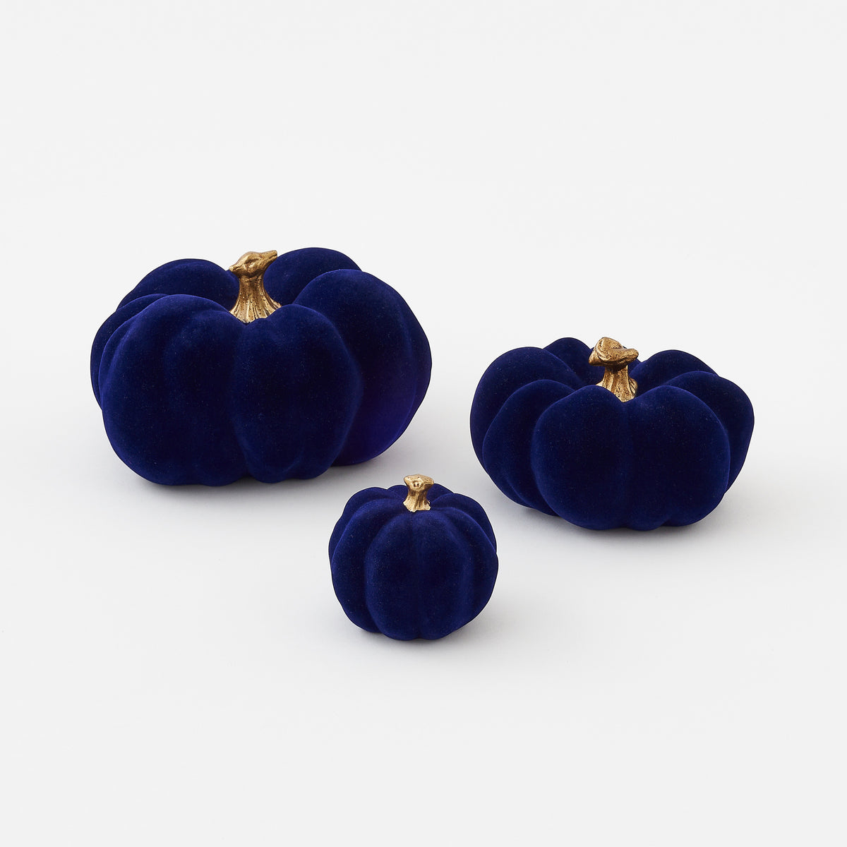 Blue Flocked Pumpkin, Set of 3