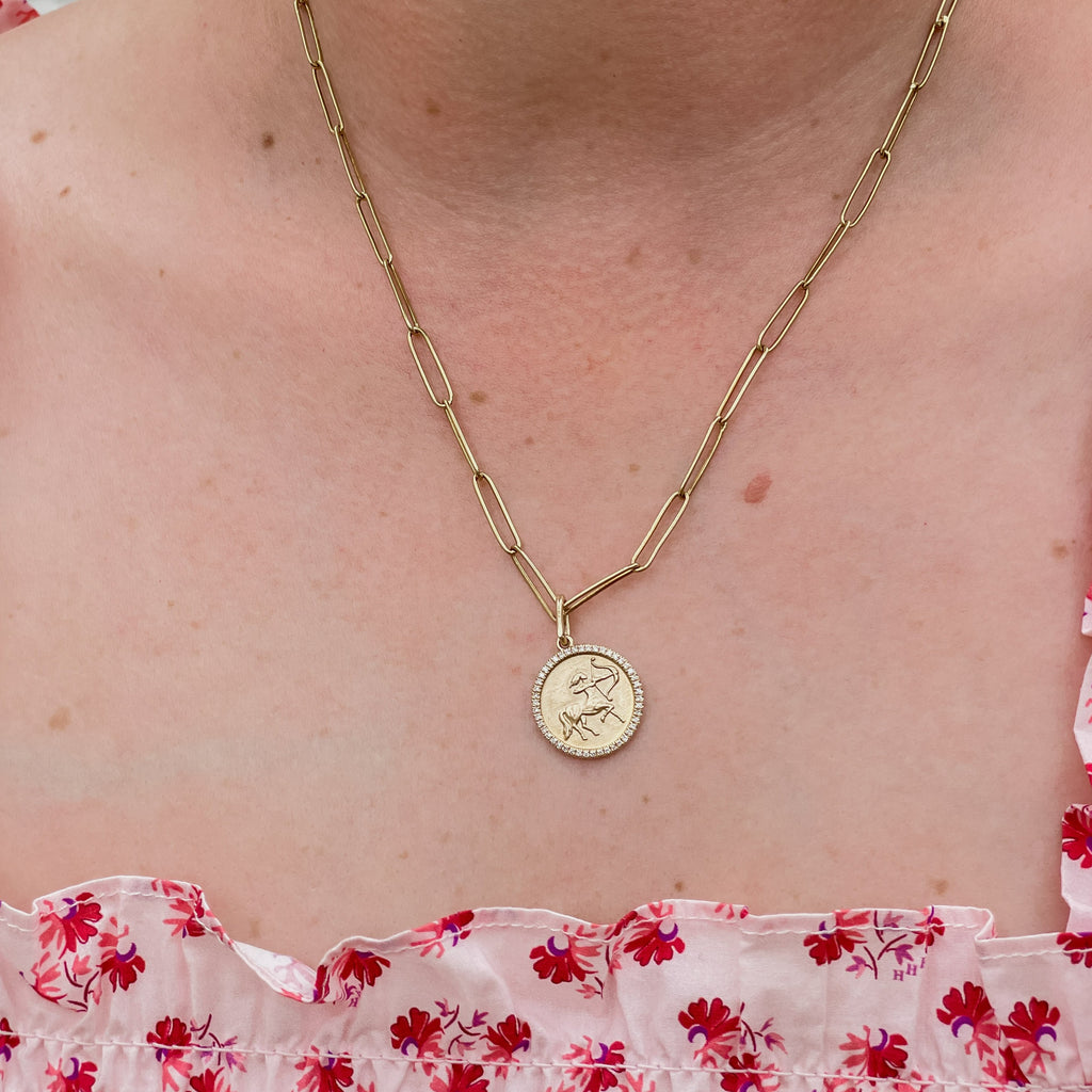 14k Sagittarius Zodiac Charm with Diamonds - Jewelry by Carlyle Avenue