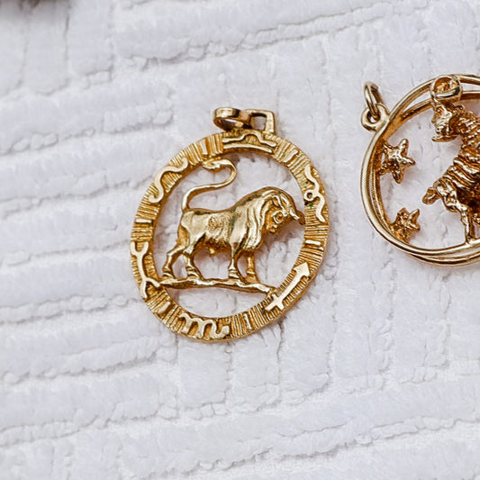 18k Yellow Gold Taurus Charm