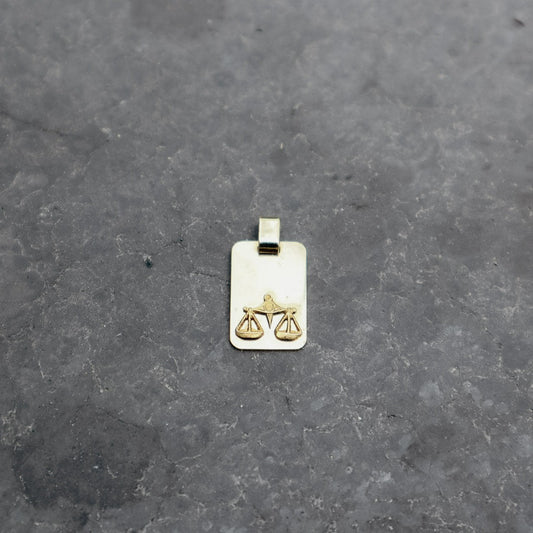 14k Libra Rectangular Pendant